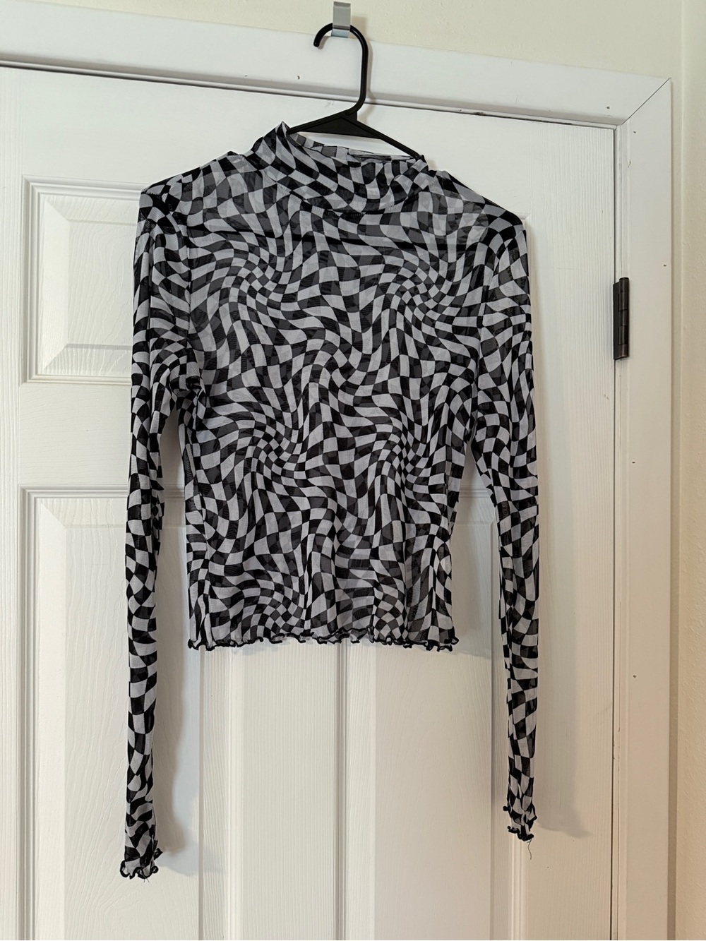 Dressed in LALA mock neck mesh top